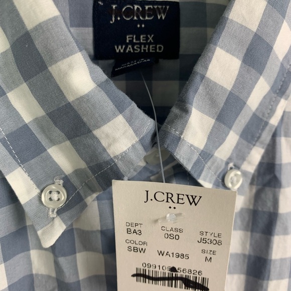 NEW J Crew Men’s MEDIUM Gingham flex casual shirt Blue White - Picture 5 of 6